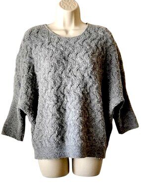 Kerisma Open Weave Fluffy Box Sweater S/M Gray